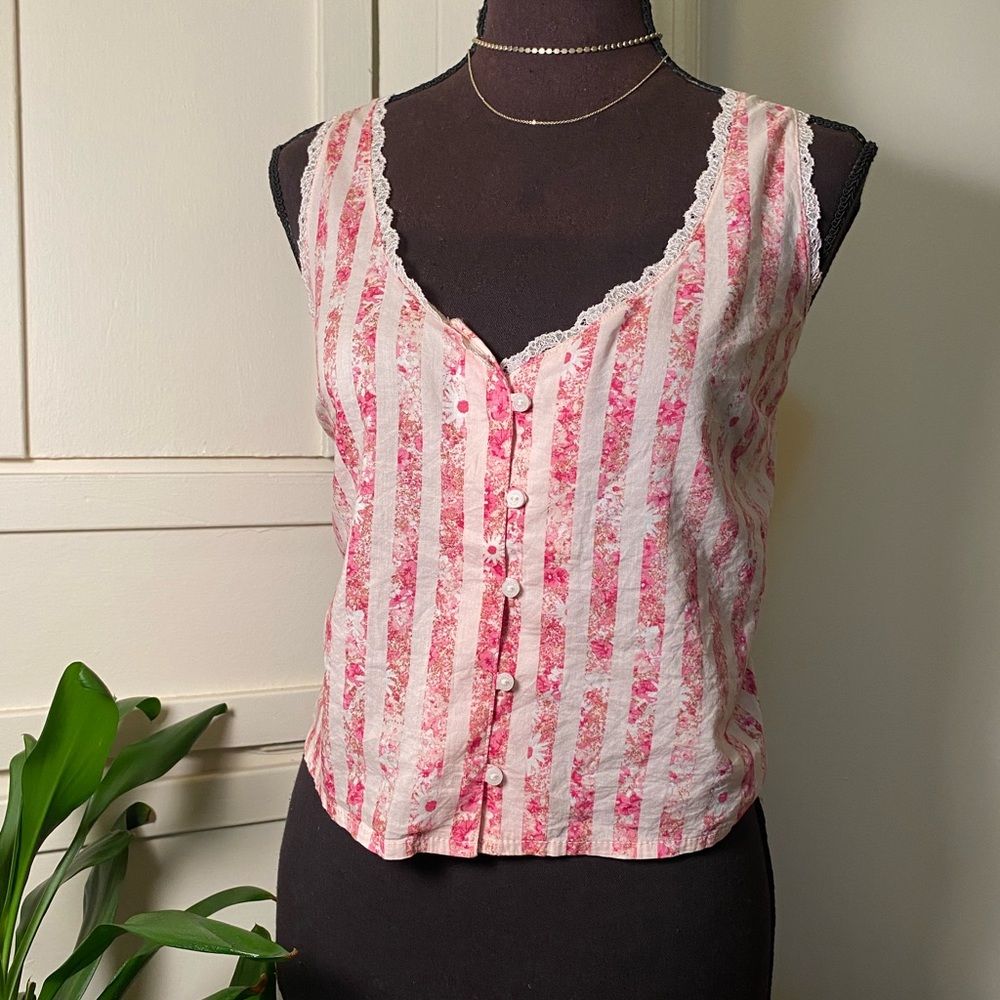 Victorias Secret Pink Stripe Tank Top